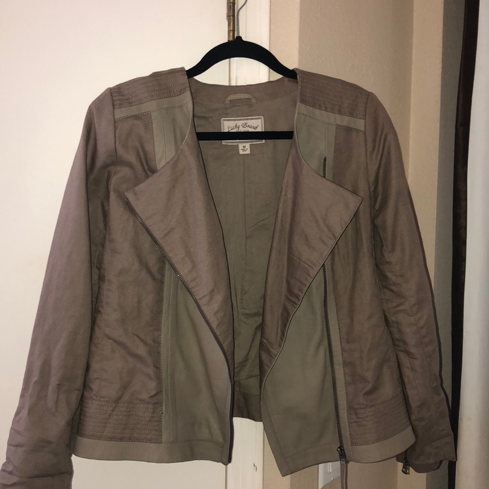 Lucky Brand linen and leather jacket